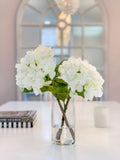 13" REAL TOUCH Flower Arrangement White Hydrangea-Real Touch Hydrangeas Arrangement-White Centerpiece -Real Touch Centerpiece-Faux hydrangea - Flovery