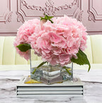 Real Touch Hydrangeas Medium Arrangement In Glass Vase - Flovery