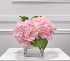 Real Touch Hydrangeas Medium Arrangement In Glass Vase - Flovery