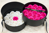 Scented Soap Mixed Hot Pink and White Rose In Elegant Double Gift Box