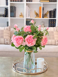 Large Real Touch Pink White English Roses Centerpiece - Flovery