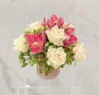 Real Touch Rose And Orchid In Ceramic Vase - Flovery