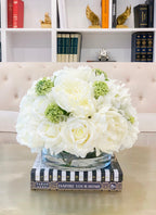 Large Real Touch Centerpiece-White Real Touch Roses-Peonies-Hydrangea Arrangement Dining Room-White Floral Arrangement-Luxury Faux Flowers - Flovery