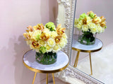 30 Real Touch White Cream Roses Orchids Centerpiece - Flovery