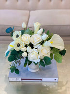 White Calla Lily Orchid Rose Tulip Real Touch Arrangement - Flovery