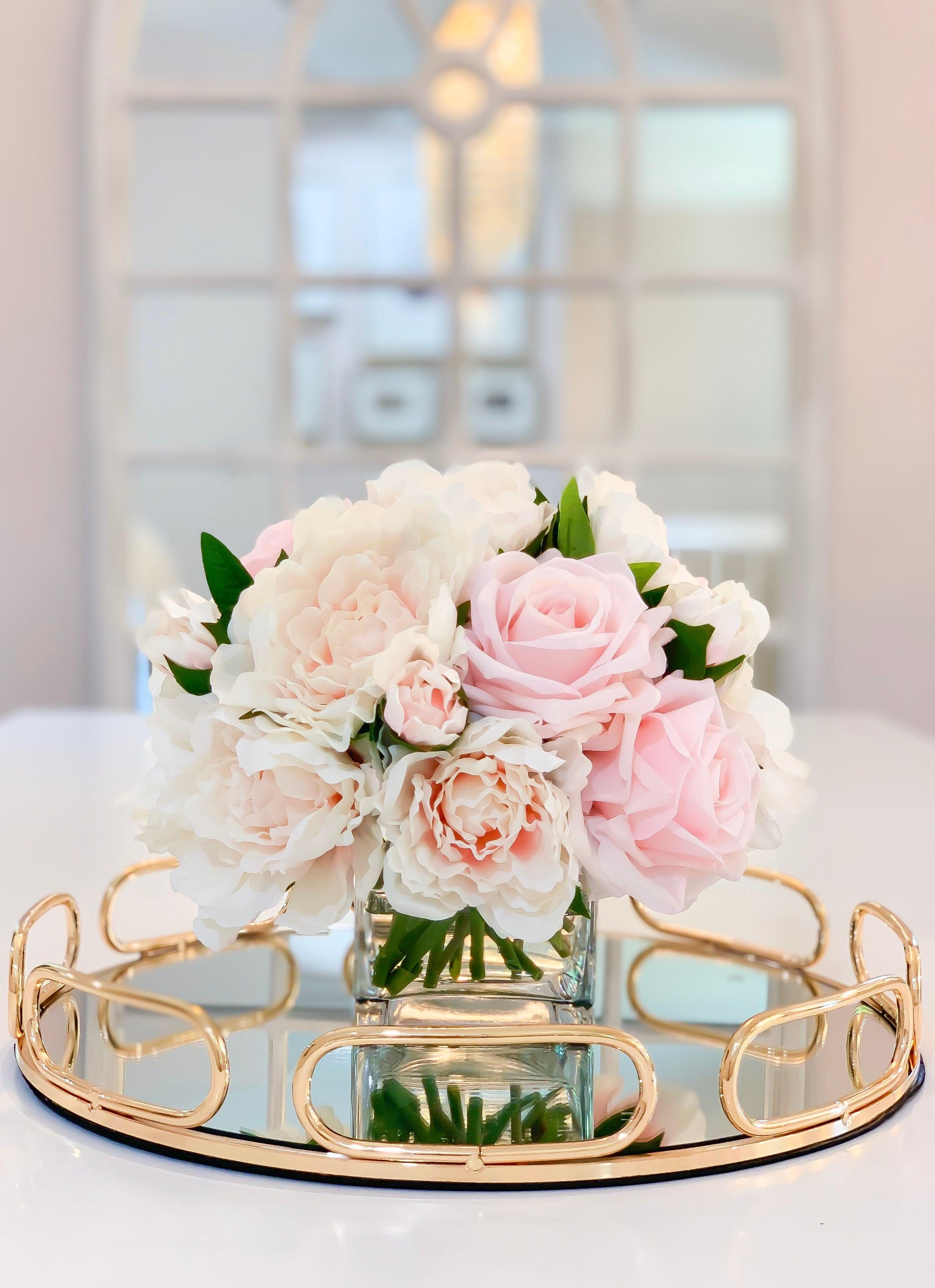 REAL TOUCH Pink/Pastel Peony Arrangement-Real Touch Flower Arrangement-Large Peony Centerpiece-Peony Arrangement-Faux/Rose Arrangement - Flovery