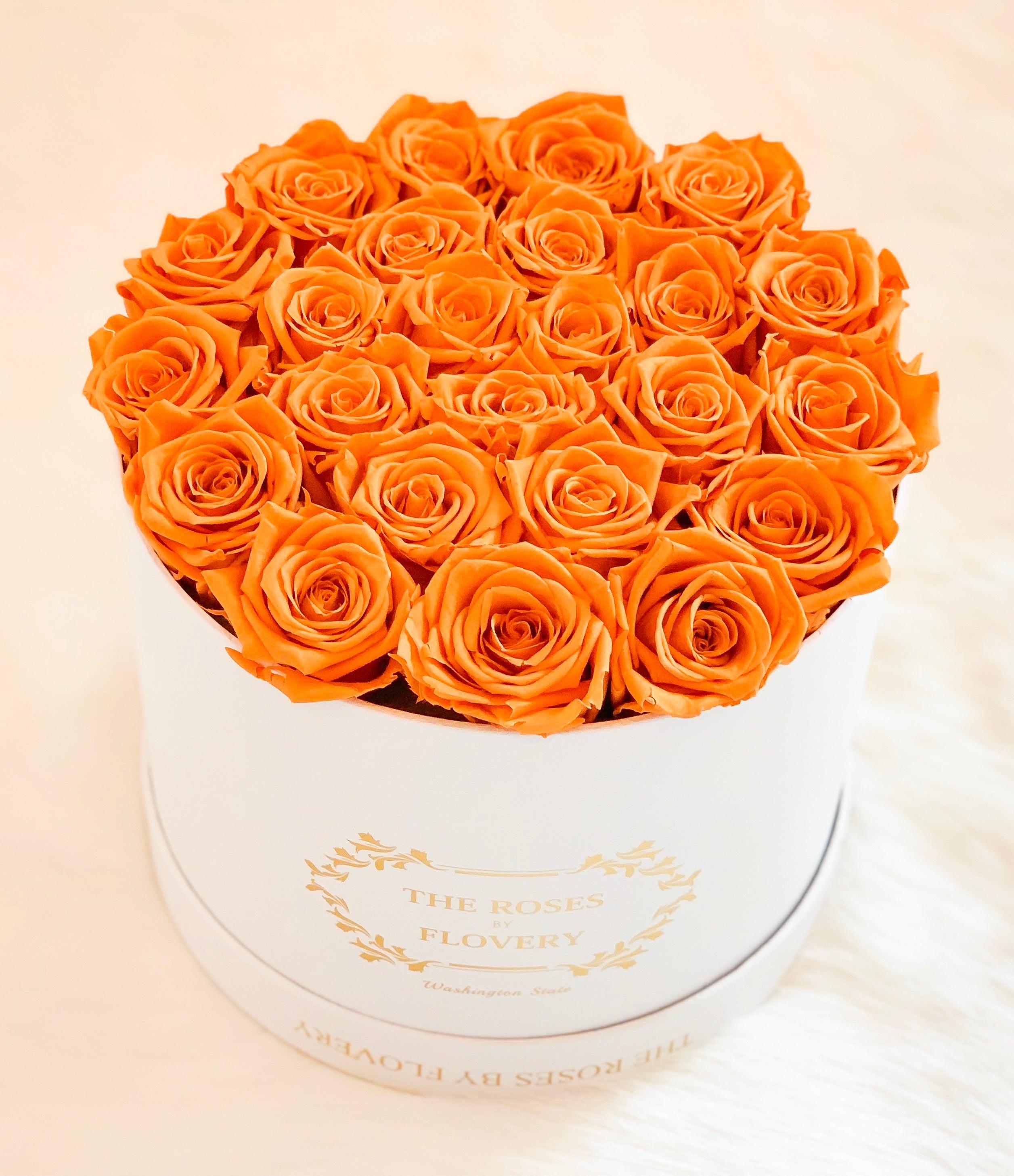 Medium premium preserved orange roses - Flovery