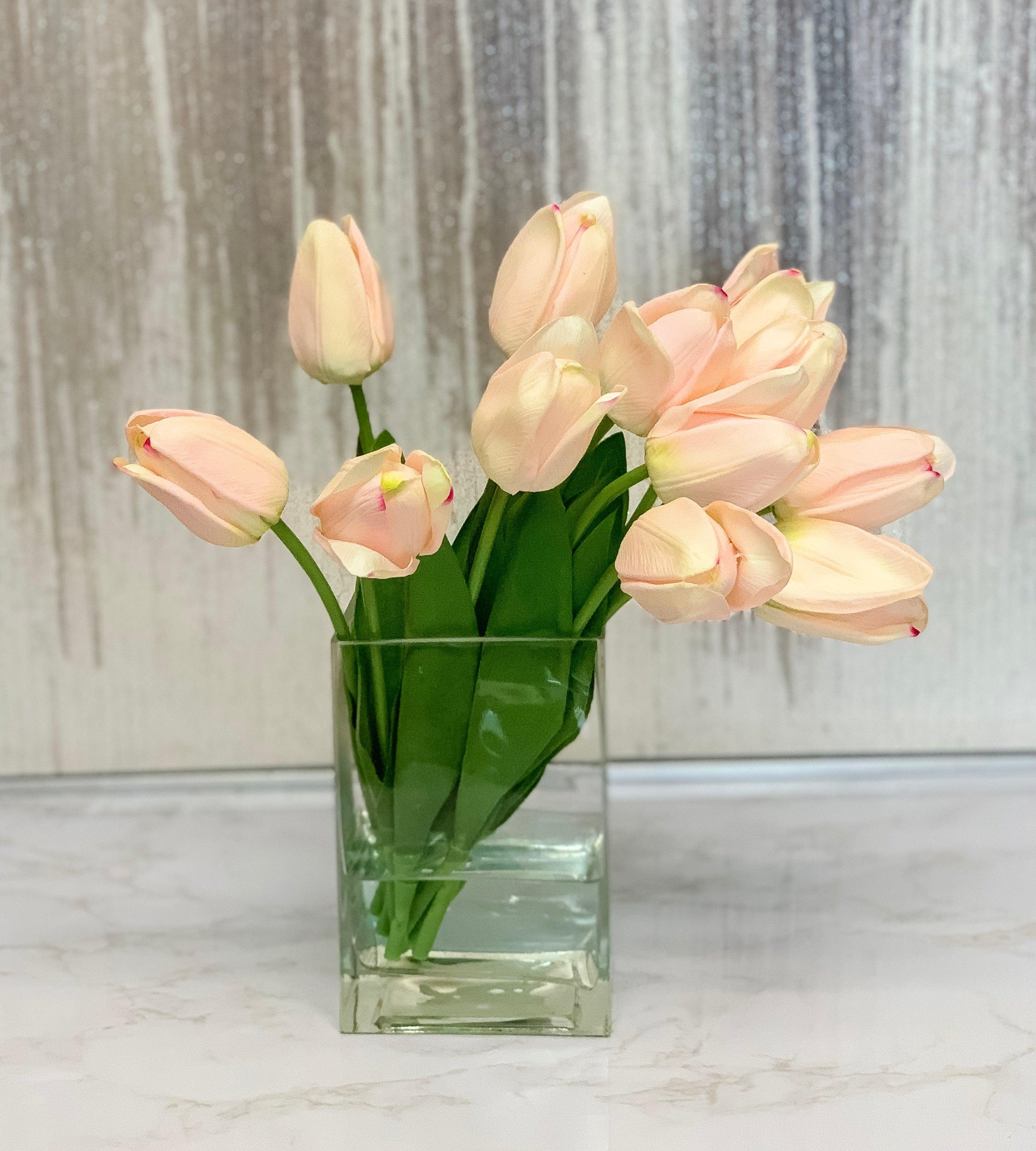 Pink Tulip Square Vase Arrangement Secondary image