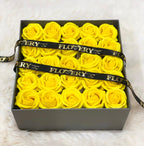 Premium Scented Soap Yellow Rose In Grey Square Box - Flovery