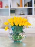 Large Yellow Real Touch Tulip Arrangement-Tulip Real Touch Flower Arrangement-Tulip Centerpiece-Faux Tulip Centerpiece- Yellow Flower Center - Flovery