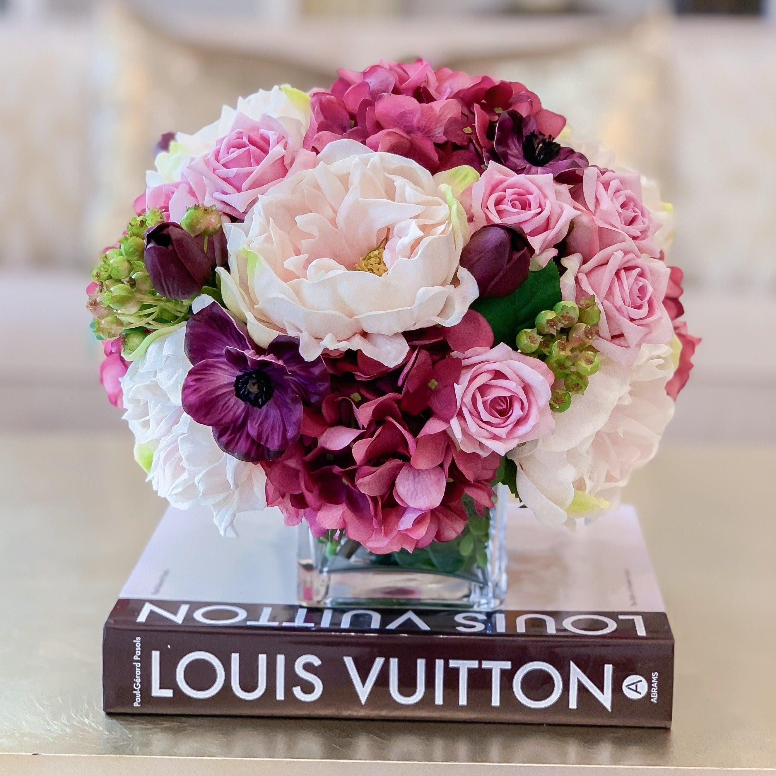 Love and Romance Design-Limited Design-Purple, Lavender, Pink Real Touch Flower Arrangement-Faux Flower Arrangement-Artificial Flowers - Flovery