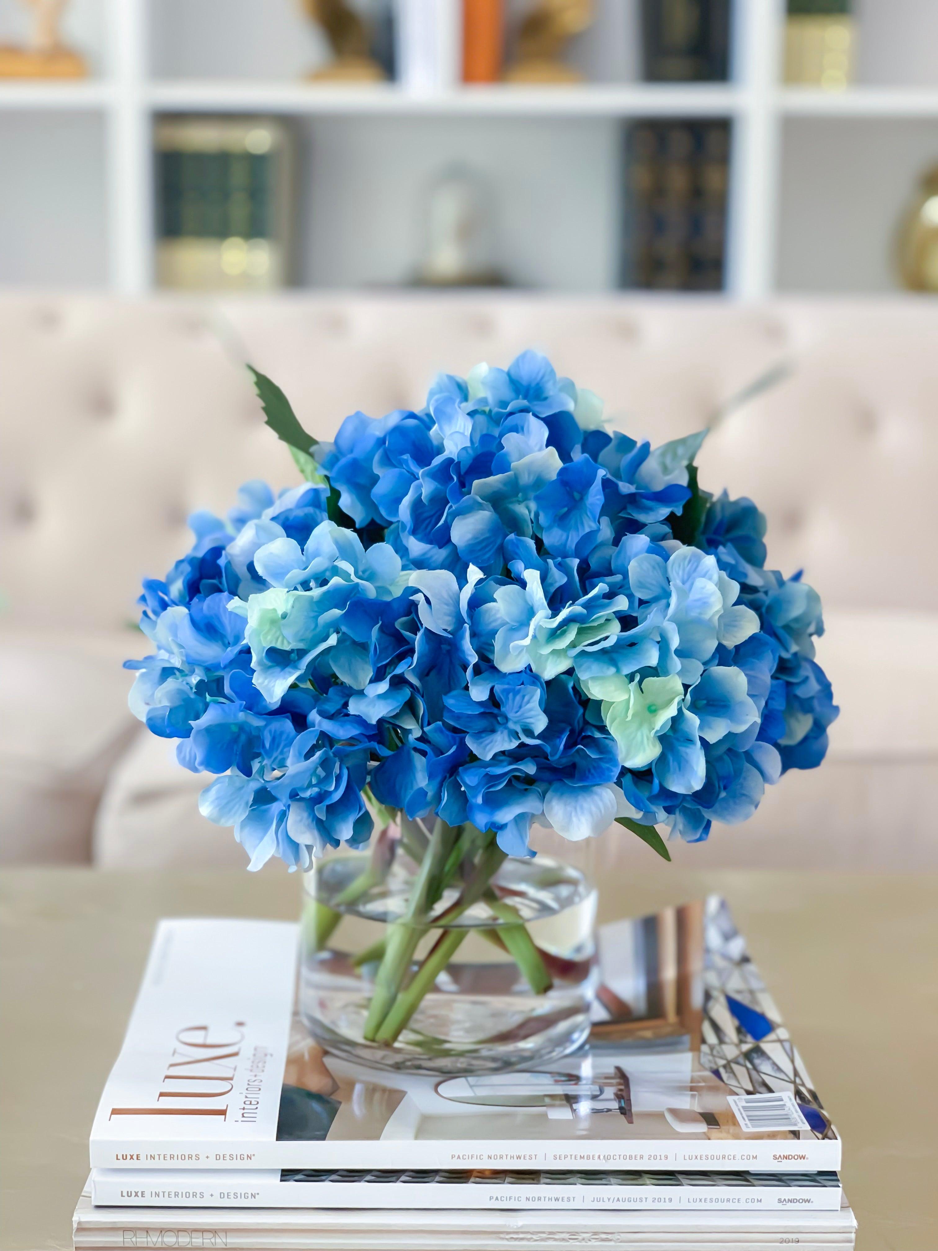 Real Touch Blue Hydrangea Arrangement For All Occasion - Flovery