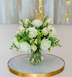 Real Touch Centerpiece-Faux Floral Arrangement-White Centerpiece-Silk Flowers Arrangement-True Touch Rose Arrangements - Flovery