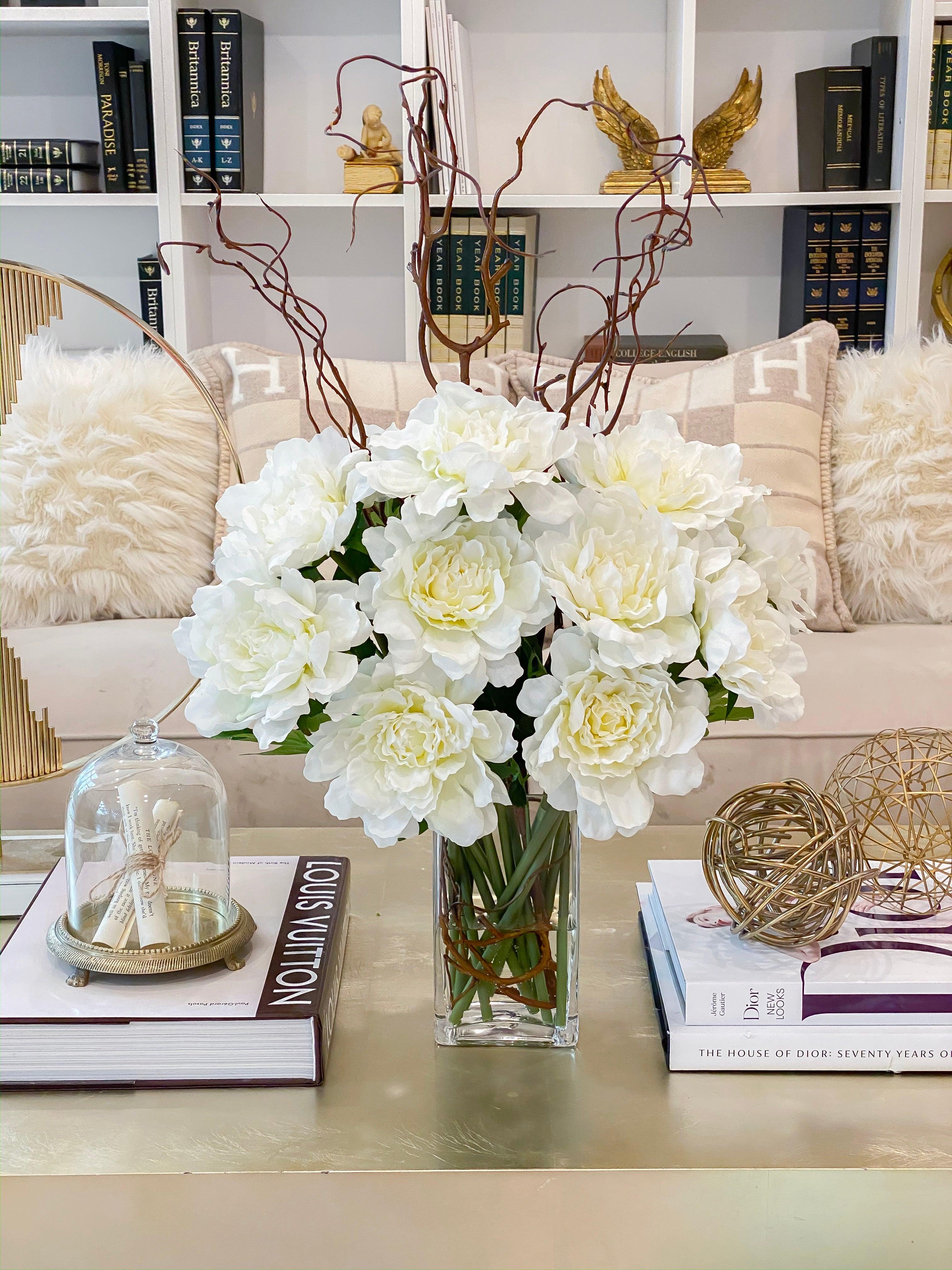 26-in Tall Cream Real Touch Peony Centerpiece Arrangement - Flovery