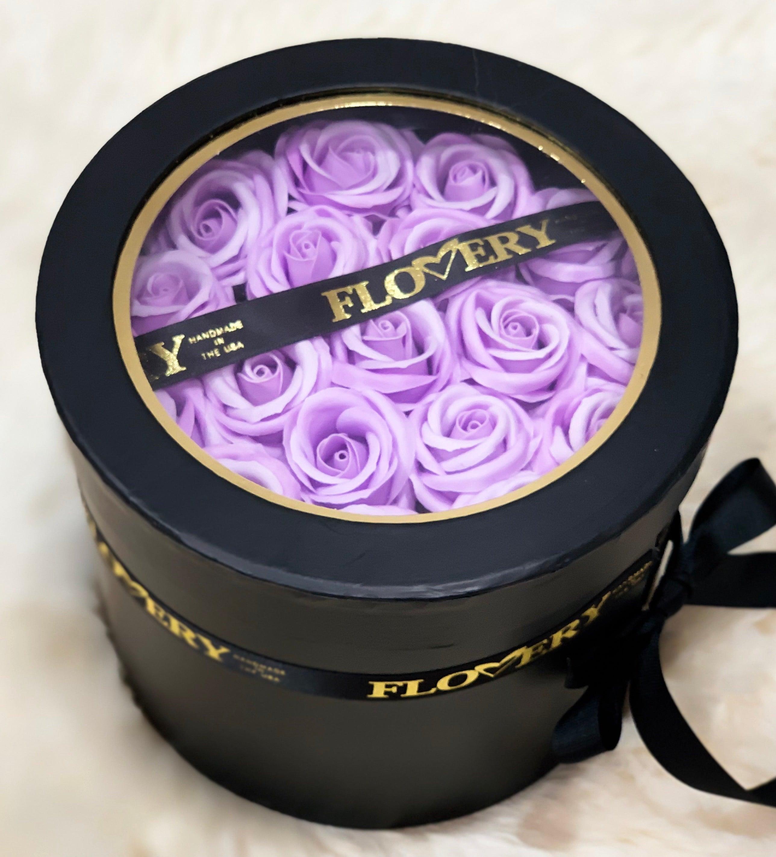 Premium Scented Soap Purple Roses In Elegant Double Box - Flovery