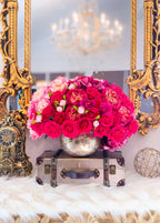 Large Real Touch Rose Orchid Hydrangea Centerpiece Gold - Flovery