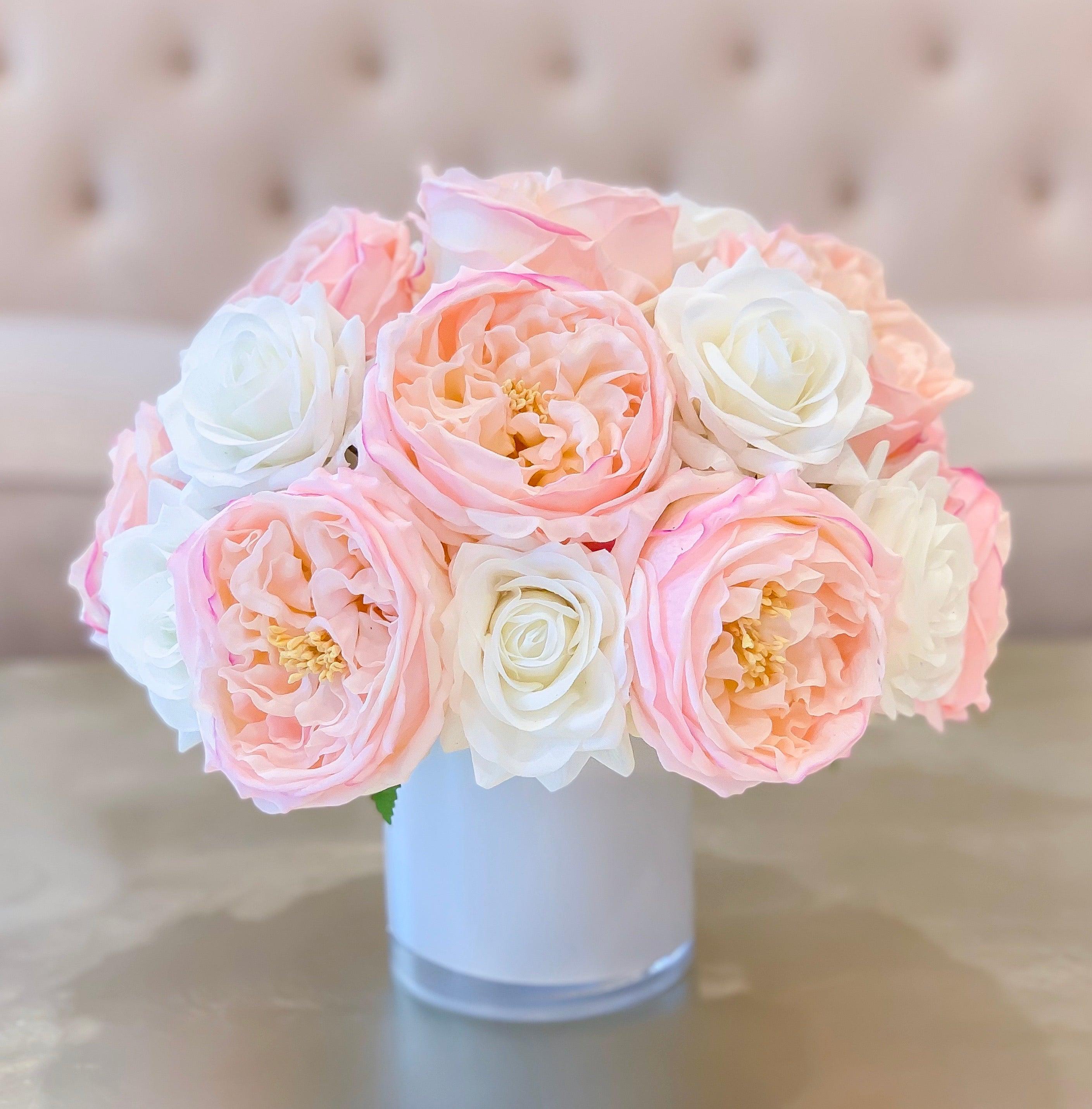 Pink White English Rose Arrangement Secondary image