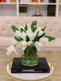 12-in White Real Touch Tulip Arrangement - Flovery