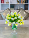 Real Touch Flowers Centerpiece-Real Touch Flower Arrangement-Yellow Real Touch Tulip Arrangement-Faux Tulip Arrangement-Silk Tulip - Flovery
