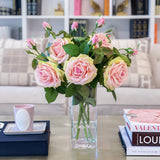 Real Touch English Roses Arrangement Tall Vase - Flovery