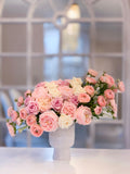 23" Large Real Touch Centerpiece-Large Pink Real Touch Flower Arrangement-Pink Rose Centerpiece-Large Faux Arrangement-Large Real Touch Rose - Flovery