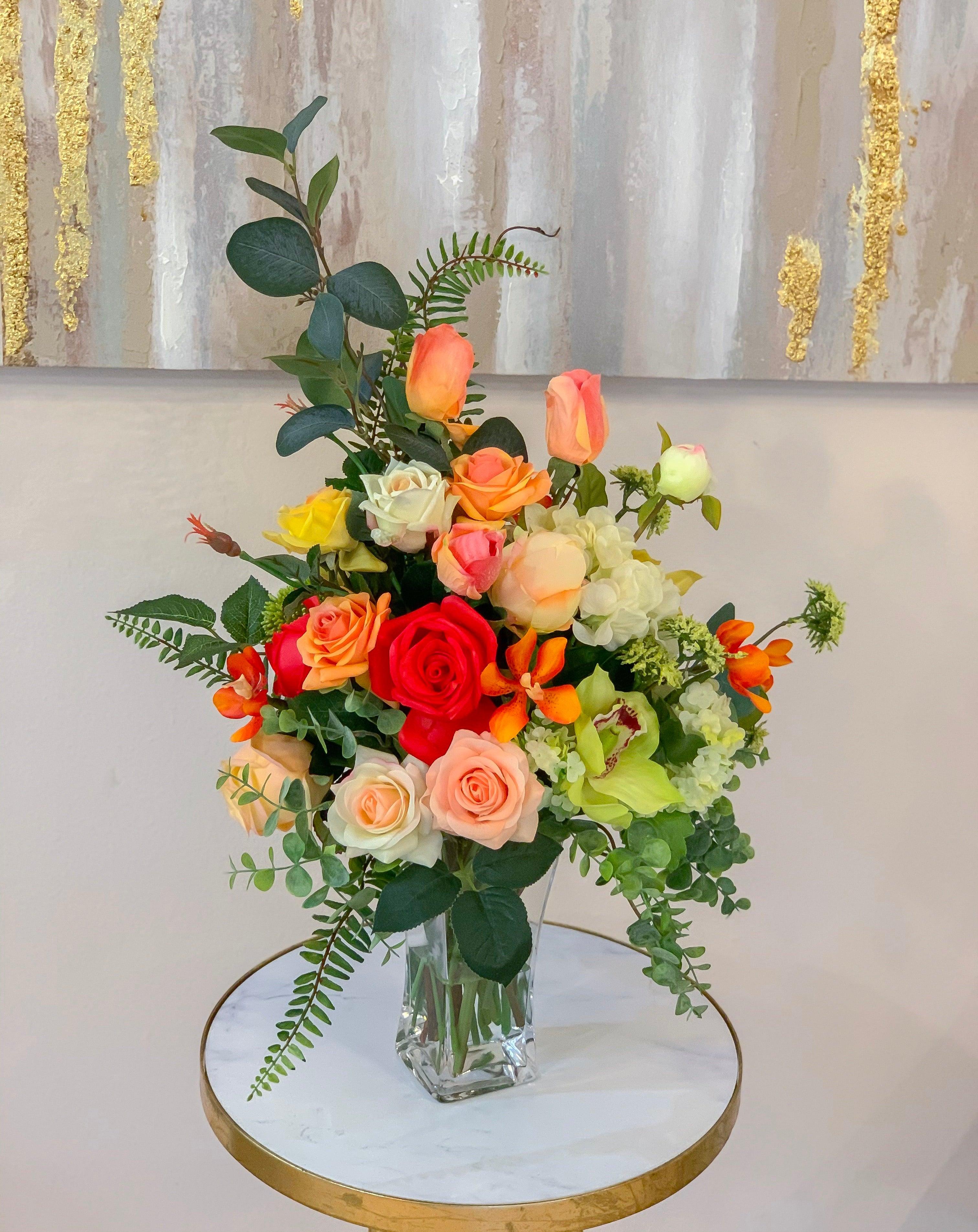 Happy Life Arrangement - Large Real Touch Centerpiece - Modern Farmhouse - Flovery Main image