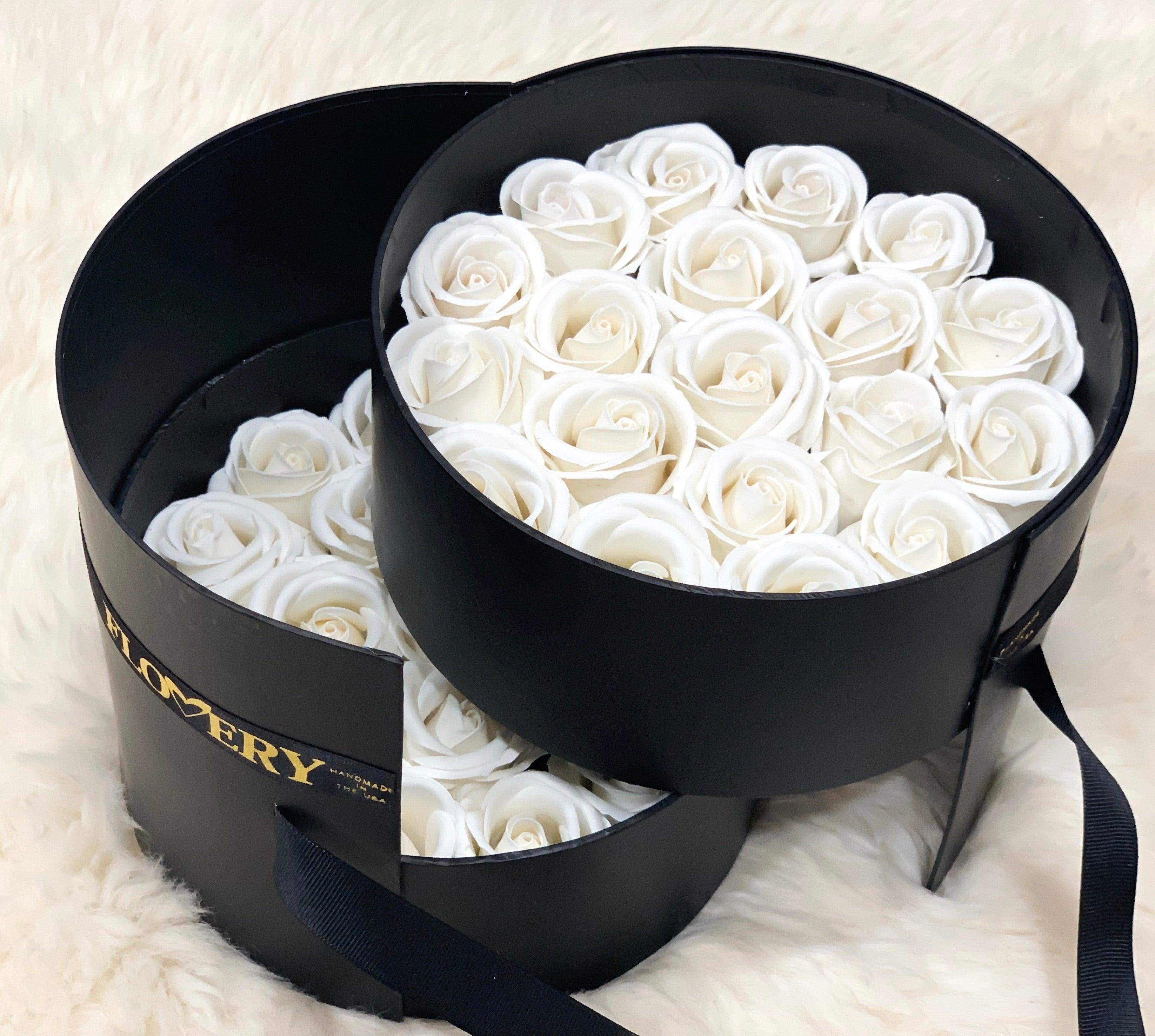Premium Scented Soap White Roses In Elegant Double Box - Flovery