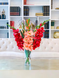 30" Large Real Touch Summer arrangement-Gladiola Arrangement-Red-Orange Gladiola- Gladiola Centerpiece-Faux Gladiola-Silk Floral Arrangement - Flovery