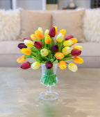 Tulips Real Touch Centerpiece for Dining Table-Tulip Arrangement- Faux Arrangement-Tulip Real Touch Arrangement - Flovery