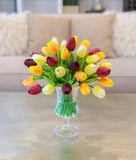 Tulips Real Touch Centerpiece for Dining Table-Tulip Arrangement- Faux Arrangement-Tulip Real Touch Arrangement - Flovery