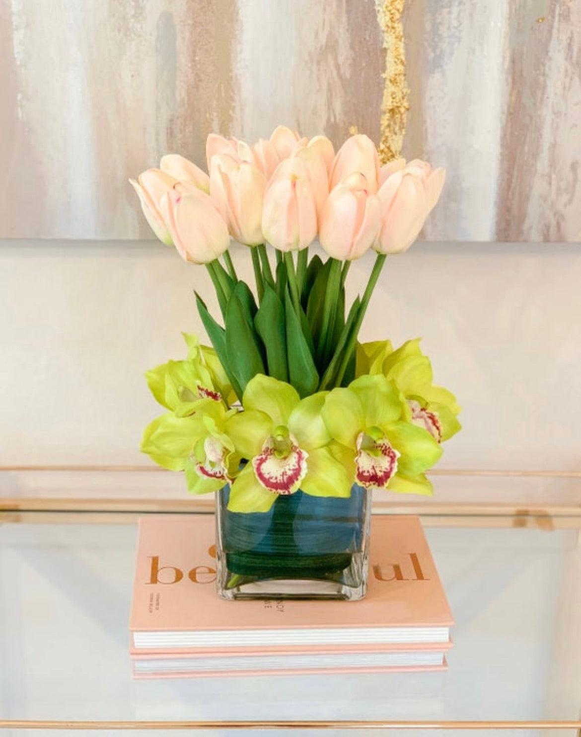 Tall Pink Tulip Orchid Arrangement - Flovery Main image