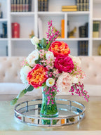 Large Real Touch Flower Arrangement-Large Dining Table Centerpiece-Real Touch Pink/Magenta Peony Centerpiece-Tulip Hydrangea Centerpiece - Flovery