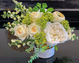Pure Love Arrangement - Flovery Finest Real Touch Flower In Elegant Glossy Ceramic White Gold Vase - Flovery