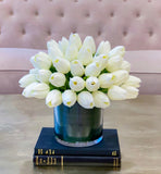 Faux Real Touch Tulips Centerpiece-Dining-Natural Touch Tulip-White Tulip-Silk Flower Arrangements-Soft Touch Flowers - Flovery