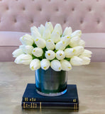 Faux Real Touch Tulips Centerpiece-Dining-Natural Touch Tulip-White Tulip-Silk Flower Arrangements-Soft Touch Flowers - Flovery