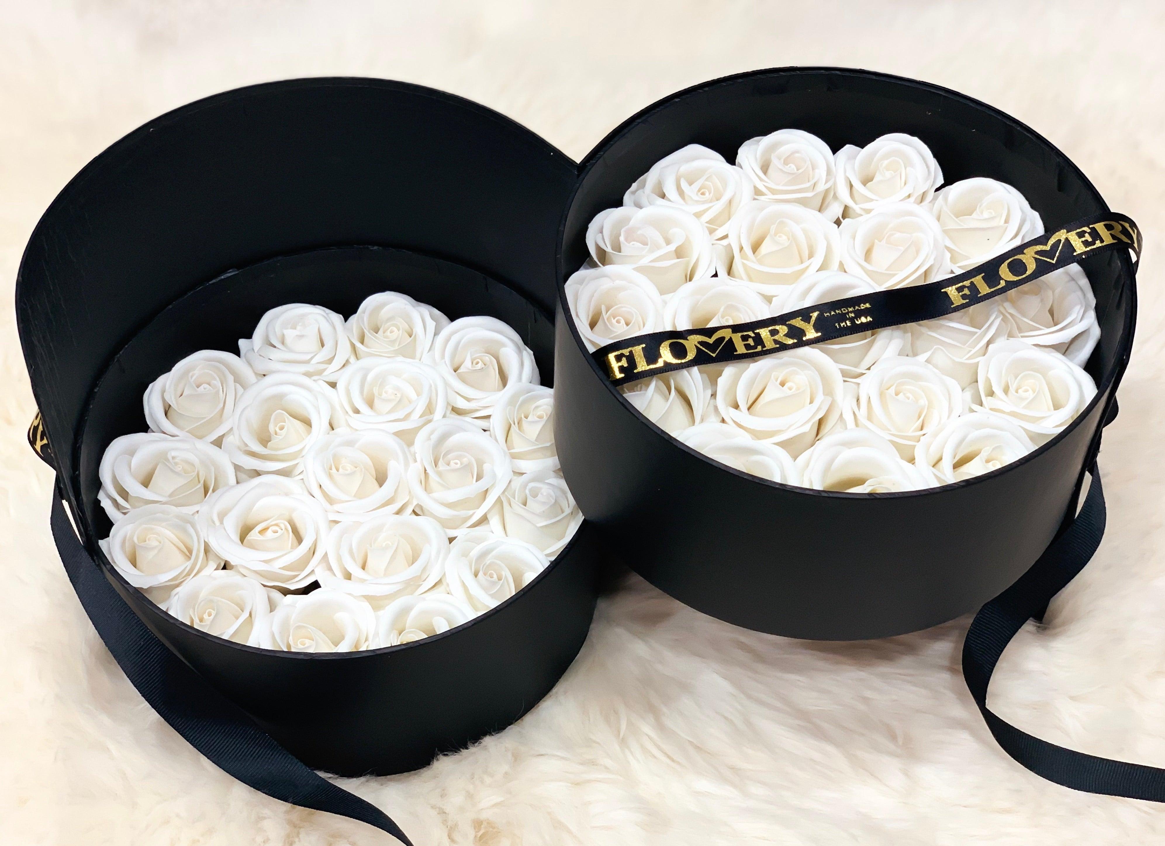 Premium Scented Soap White Roses In Elegant Double Box - Flovery Main image