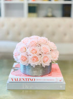 28 Pink Real Touch Rose Arrangement-Real Touch Centerpiece-Artificial Flower Arrangement-Faux Floral Arrangement-Rose Centerpiece-Blush Rose - Flovery