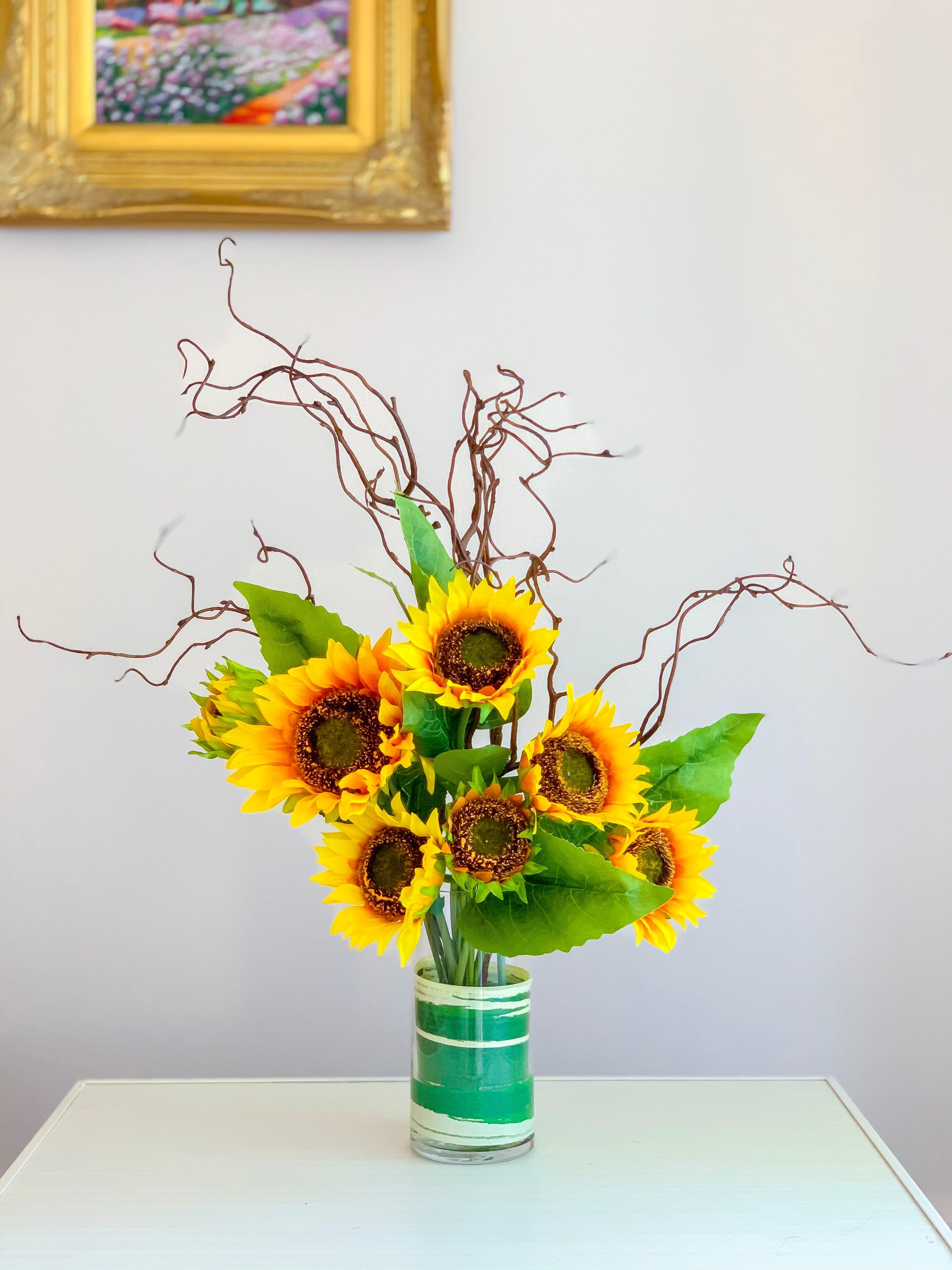 27" Large Floral Arrangement-Premium Finest Silk Sunflowers-Sunflower Centerpiece-Artificial Sunflower Arrangement-Fall Arrangement - Flovery Main image