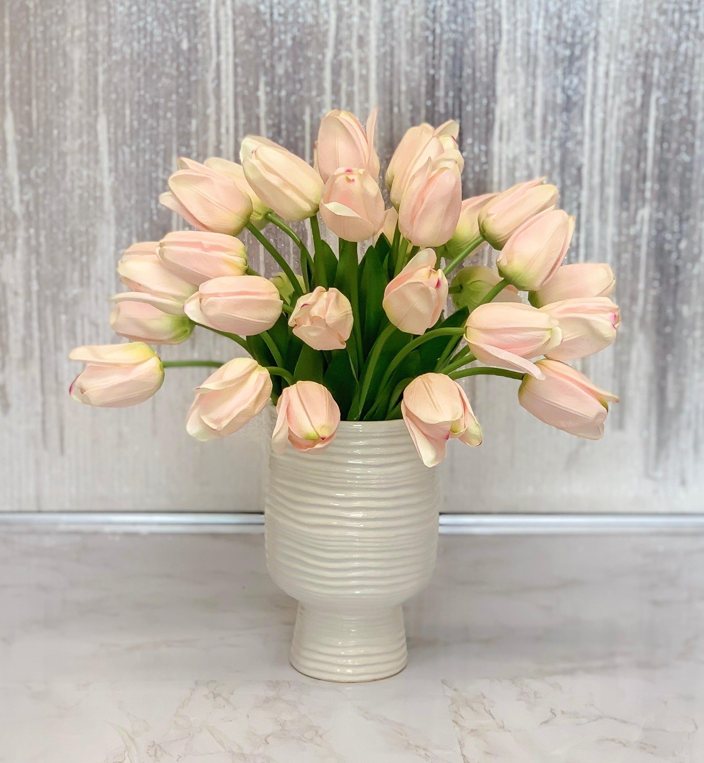 Large Real Touch Tulips Centerpiece Ceramic Vase Secondary image