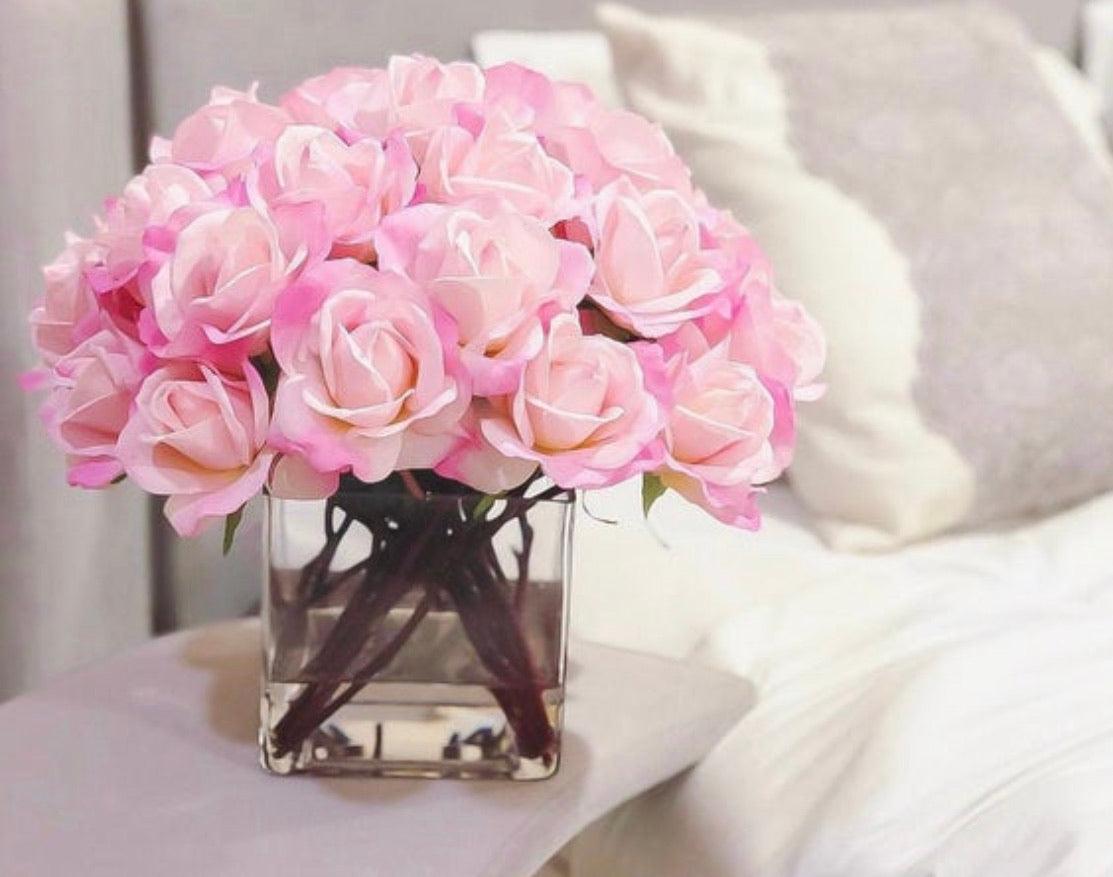 Large Real Touch Pink Rose Square Arrangement Secondary image