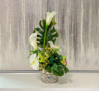 Contemporary Design Arrangement White Real Touch Calla Lily Mixed Orchid - Flovery