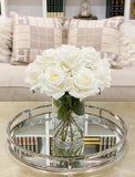 Tall Silk Flower Arrangement-Real Touch Cream Rose Centerpieces-Floral Arrangement-Faux Rose Centerpiece-Table Arrangement-Tall Arrangement - Flovery