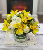 Pink Silk Orchid Peony Arrangement - Flovery
