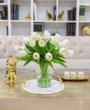 Large Real Touch Tulip Centerpiece in Prismatic Vase - Flovery