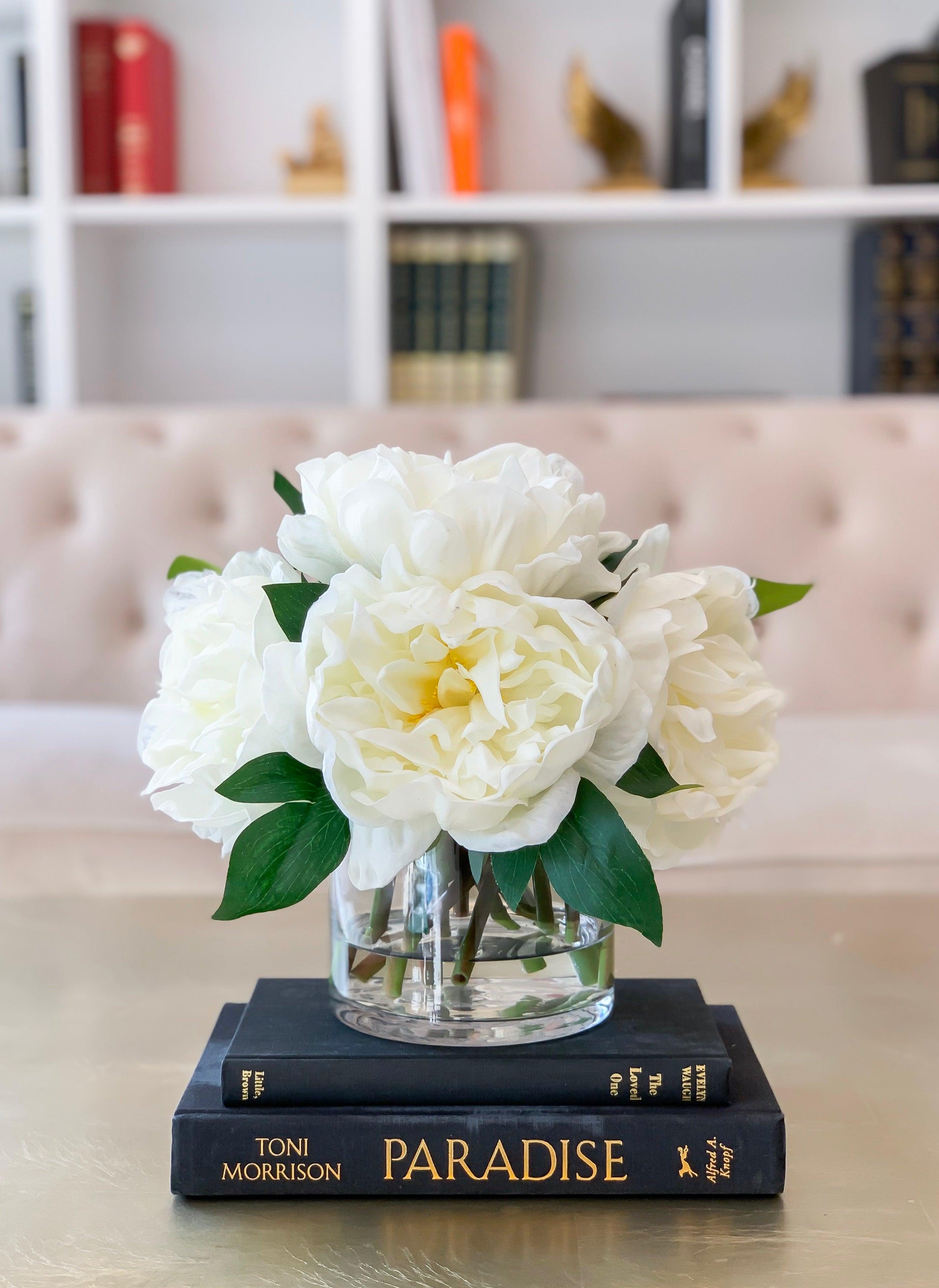 Real Touch Large White Peony Arrangement in Cylinder Vase Secondary image