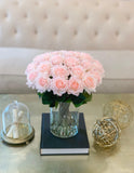 14" Large Size Blush White Rose Real Touch Arrangement-Roses Centerpieces-Floral Arrangement-Faux Rose Centerpiece-Artificial Roses - Flovery