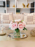 Real Touch Silk Floral Arrangement-Pink/Blush Pink Peonies Centerpiece- Real Touch Peonies Arrangement-Room Arrangement - Flovery