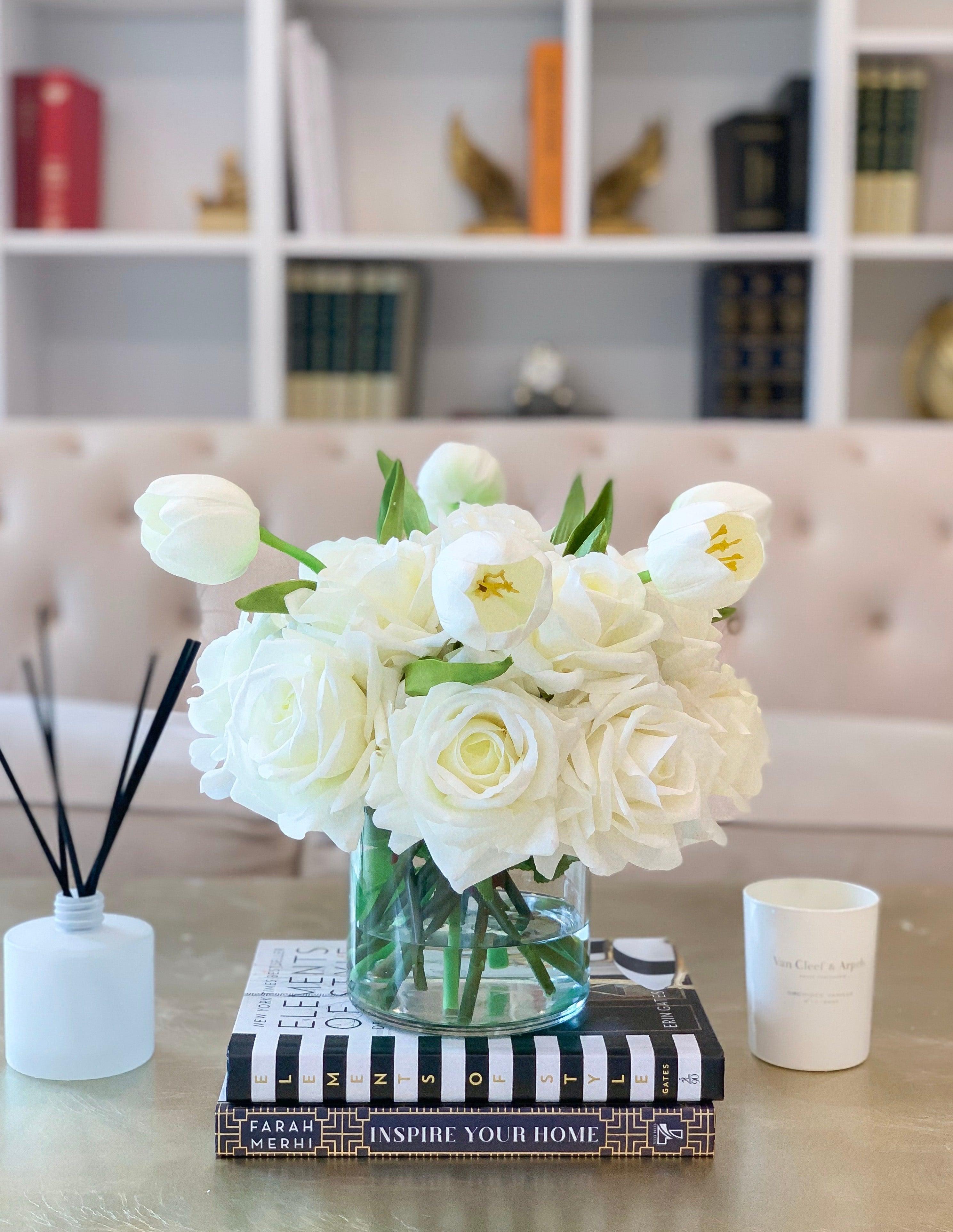 White Rose Tulip Flower Arrangement Secondary image