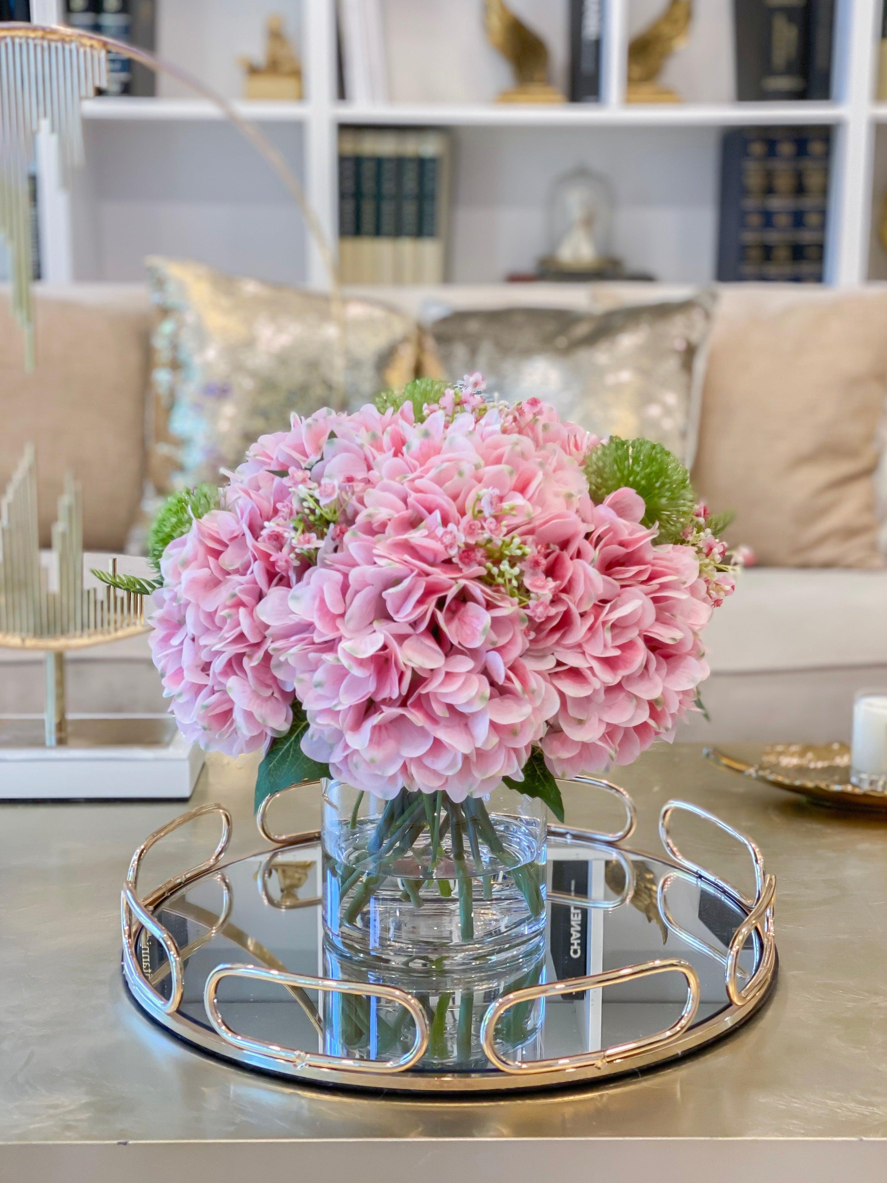 Pink French Hydrangea Centerpiece - Flovery