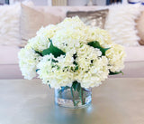 Large Real Touch White Hydrangea In Round Vase - Flovery